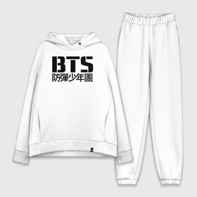 Женский костюм хлопок Oversize с принтом BTS в Кировске,  |  | bts | bts army | k pop | k pop band | logo | love bts | minimalistic | бтс | кей поп | лого