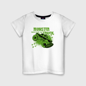 Детская футболка хлопок с принтом Monster Truck в Кировске, 100% хлопок | круглый вырез горловины, полуприлегающий силуэт, длина до линии бедер | Тематика изображения на принте: monster | truck | авто | автомобиль | иллюстрация