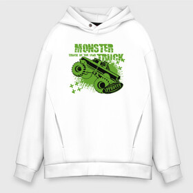 Мужское худи Oversize хлопок с принтом Monster Truck в Кировске, френч-терри — 70% хлопок, 30% полиэстер. Мягкий теплый начес внутри —100% хлопок | боковые карманы, эластичные манжеты и нижняя кромка, капюшон на магнитной кнопке | Тематика изображения на принте: monster | truck | авто | автомобиль | иллюстрация