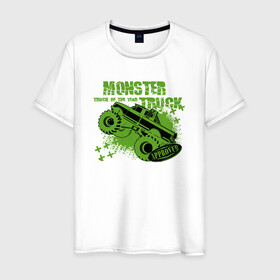 Мужская футболка хлопок с принтом Monster Truck в Кировске, 100% хлопок | прямой крой, круглый вырез горловины, длина до линии бедер, слегка спущенное плечо. | Тематика изображения на принте: monster | truck | авто | автомобиль | иллюстрация