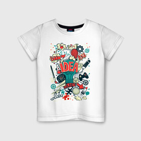 Детская футболка хлопок с принтом КРЕАТИВНЫЕ ИДЕИ в Кировске, 100% хлопок | круглый вырез горловины, полуприлегающий силуэт, длина до линии бедер | creative | game | idea | igagine | work | воображение | игры | идея | креатив | работа | решение | творчество | ум
