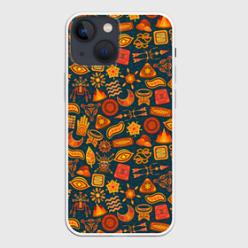 Чехол для iPhone 13 mini с принтом Узор из бактерий и не только в Кировске,  |  | art | background | pattern | signs | texture | арт | знаки | паттерн | текстура | узор | фон