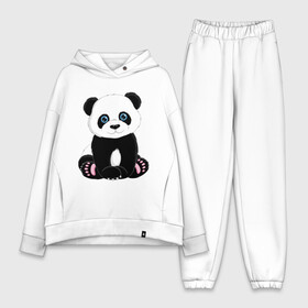 Женский костюм хлопок Oversize с принтом Милая панда в Кировске,  |  | маленькая панда | медвежонок | панда | черно белый медведь