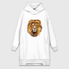 Платье-худи хлопок с принтом Лев в Кировске,  |  | большая кошка | голова льва | лев | царь зверей