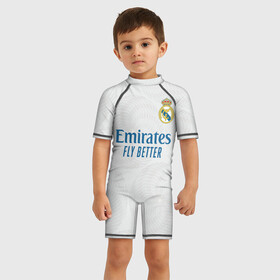 Детский купальный костюм 3D с принтом Азар Реал Мадрид 21 22 форма в Кировске, Полиэстер 85%, Спандекс 15% | застежка на молнии на спине | 2021 | 2022 | madrid | real | азар | испания | мадрид | новая | реал | реал мадрид | форма | футбол | эден | эден азар