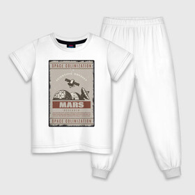 Детская пижама хлопок с принтом Mars Research в Кировске, 100% хлопок |  брюки и футболка прямого кроя, без карманов, на брюках мягкая резинка на поясе и по низу штанин
 | Тематика изображения на принте: иллюстрация | красная планета | марс | освоение | спутник