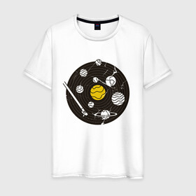 Мужская футболка хлопок с принтом Виниловая пластинка Vynil в Кировске, 100% хлопок | прямой крой, круглый вырез горловины, длина до линии бедер, слегка спущенное плечо. | crack | cracks | disk | earth | jupiter | music | planet | planets | saturn | solar system | space | sun | vintage | vinyl | vynil | виниловый проигрыватель | винтаж | диск | дорожка | земля | игла | музыка | планеты | сатурн | солнечная система | солнце 