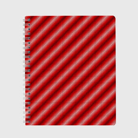 Тетрадь с принтом Текстура в стиле пиксель-арт в Кировске, 100% бумага | 48 листов, плотность листов — 60 г/м2, плотность картонной обложки — 250 г/м2. Листы скреплены сбоку удобной пружинной спиралью. Уголки страниц и обложки скругленные. Цвет линий — светло-серый
 | abstract pattern | geometric ornament | mosaic | pixel art | red color | texture | абстрактный узор | геометрический орнамент | красный цвет | мозаика | пиксель арт | текстура
