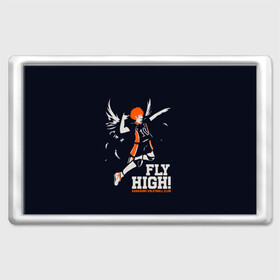 Магнит 45*70 с принтом fly high! Шоё Хината Haikyuu!! в Кировске, Пластик | Размер: 78*52 мм; Размер печати: 70*45 | 10 номер | anime | haikyu | haikyuu | hinata shoyo | karasuno | manga | аниме | волейбол | волейбольный клуб | иероглифы | карасуно | лети высоко | лого | манга | надпись | прыжок | старшая школа | хаику | хаикую