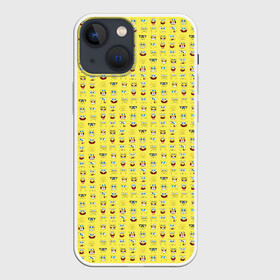 Чехол для iPhone 13 mini с принтом SpongeBobs facial expressions в Кировске,  |  | Тематика изображения на принте: глаза | губка боб | лица | нос | рот | спанч боб