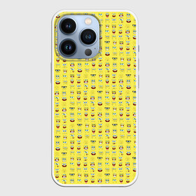 Чехол для iPhone 13 Pro с принтом SpongeBobs facial expressions в Кировске,  |  | Тематика изображения на принте: глаза | губка боб | лица | нос | рот | спанч боб