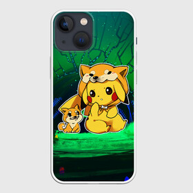Чехол для iPhone 13 mini с принтом Пикачу и корги в Кировске,  |  | anime | picachu | pikachu | аниме | милый | пика | пикачу | покебол | покемон