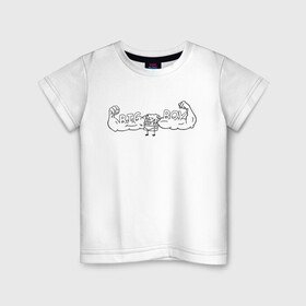 Детская футболка хлопок с принтом BIG BOY в Кировске, 100% хлопок | круглый вырез горловины, полуприлегающий силуэт, длина до линии бедер | Тематика изображения на принте: большой мальчик | губка боб | качек | мышцы | спанч боб