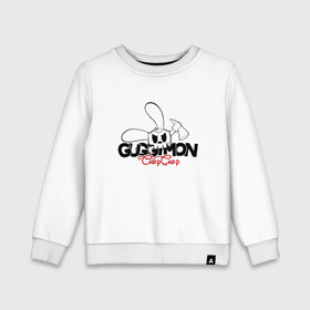 Детский свитшот хлопок с принтом Guggimon Rabbit в Кировске, 100% хлопок | круглый вырез горловины, эластичные манжеты, пояс и воротник | guggimon | superplastic | иллюстрация | кролик | логотип