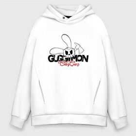 Мужское худи Oversize хлопок с принтом Guggimon Rabbit в Кировске, френч-терри — 70% хлопок, 30% полиэстер. Мягкий теплый начес внутри —100% хлопок | боковые карманы, эластичные манжеты и нижняя кромка, капюшон на магнитной кнопке | guggimon | superplastic | иллюстрация | кролик | логотип