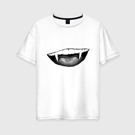 Женская футболка хлопок Oversize с принтом Ковид  в Кировске, 100% хлопок | свободный крой, круглый ворот, спущенный рукав, длина до линии бедер
 | индийский | клыки | ковид | оскал | улыбка | штамм
