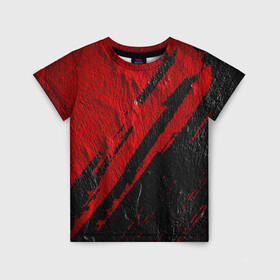 Детская футболка 3D с принтом Красное чёрное 3D в Кировске, 100% гипоаллергенный полиэфир | прямой крой, круглый вырез горловины, длина до линии бедер, чуть спущенное плечо, ткань немного тянется | абстракция | иллюстрация | искусство | краска | культура | текстура
