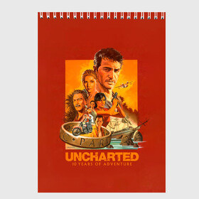 Скетчбук с принтом 10 years Uncharted в Кировске, 100% бумага
 | 48 листов, плотность листов — 100 г/м2, плотность картонной обложки — 250 г/м2. Листы скреплены сверху удобной пружинной спиралью | Тематика изображения на принте: game | games | uncharted | анчартед | дрейк | игра | игры | натан | нейтан