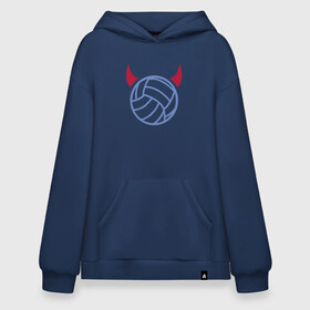 Худи SuperOversize хлопок с принтом Volleyball Devil в Кировске, 70% хлопок, 30% полиэстер, мягкий начес внутри | карман-кенгуру, эластичная резинка на манжетах и по нижней кромке, двухслойный капюшон
 | ball | beach | game | sport | volley | volleyball | волейбол | волейболист | волейболистка | гол | игра | игрок | мяч | площадка | пляж | пляжный | победа | сетка | спорт | тренер | чемпион