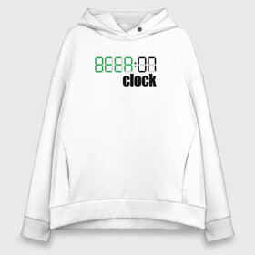 Женское худи Oversize хлопок с принтом My Clock в Кировске, френч-терри — 70% хлопок, 30% полиэстер. Мягкий теплый начес внутри —100% хлопок | боковые карманы, эластичные манжеты и нижняя кромка, капюшон на магнитной кнопке | clock | арт | время | иллюстрация | таймер