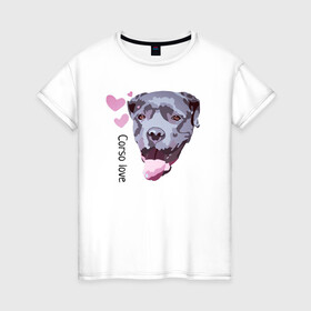 Женская футболка хлопок с принтом Кане-корсо в Кировске, 100% хлопок | прямой крой, круглый вырез горловины, длина до линии бедер, слегка спущенное плечо | corso | love | кане корсо | корсо | собака