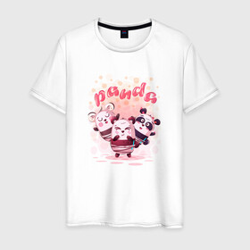 Мужская футболка хлопок с принтом Три медведя Panda в Кировске, 100% хлопок | прямой крой, круглый вырез горловины, длина до линии бедер, слегка спущенное плечо. | Тематика изображения на принте: panda | животное | медведи | медведь | мишки | панда | панды