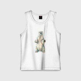 Детская майка хлопок с принтом Белый медведь в Кировске,  |  | Тематика изображения на принте: bear | grizzly | kuma | белый | гриззли | гризли | грозный | крутой | медведь | медвежонок | мишка