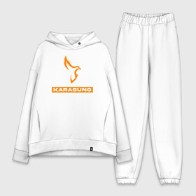 Женский костюм хлопок Oversize с принтом KARASUNO лого Haikyu в Кировске,  |  | anime | haikyu | haikyuu | karasuno | karasuno high | manga | аниме | волейбол | волейбольный клуб | ворон | вороны | карасуно | крылья | лого | манга | надпись | перо | птица | старшая школа | хаику | хаикую