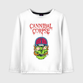 Детский лонгслив хлопок с принтом Cannibal Corpse | Труп Каннибала (Z) в Кировске, 100% хлопок | круглый вырез горловины, полуприлегающий силуэт, длина до линии бедер | cannibal | cannibal corpse | corpse | death metal | deathgrind | алекс уэбстер | брутальный дэт метал | дэт метал | дэтграйнд | пол мазуркевич | роб барретт | труп каннибала