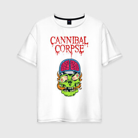 Женская футболка хлопок Oversize с принтом Cannibal Corpse | Труп Каннибала (Z) в Кировске, 100% хлопок | свободный крой, круглый ворот, спущенный рукав, длина до линии бедер
 | cannibal | cannibal corpse | corpse | death metal | deathgrind | алекс уэбстер | брутальный дэт метал | дэт метал | дэтграйнд | пол мазуркевич | роб барретт | труп каннибала