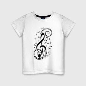 Детская футболка хлопок с принтом Ноты в Кировске, 100% хлопок | круглый вырез горловины, полуприлегающий силуэт, длина до линии бедер | звук | музыка | ноты | тату | татуировка | черное