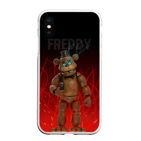 Чехол для iPhone XS Max матовый с принтом FNAF FREDDY в Кировске, Силикон | Область печати: задняя сторона чехла, без боковых панелей | игры | искры | красный | стиль | фнаф | фредди