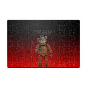 Головоломка Пазл магнитный 126 элементов с принтом FNAF FREDDY в Кировске, полимерный материал с магнитным слоем | 126 деталей, размер изделия —  180*270 мм | игры | искры | красный | стиль | фнаф | фредди