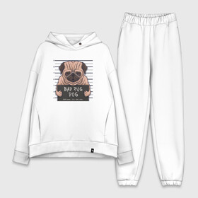 Женский костюм хлопок Oversize с принтом Bad pug dog в Кировске,  |  | cute | dog | pug | woof | гав | забавный | мопс | пес | песель | песик | смешной | собака | собачка | щенок
