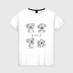 Женская футболка хлопок с принтом Милые коалы в Кировске, 100% хлопок | прямой крой, круглый вырез горловины, длина до линии бедер, слегка спущенное плечо | bear | koala | животное | коала | коалы | медведи | медведь