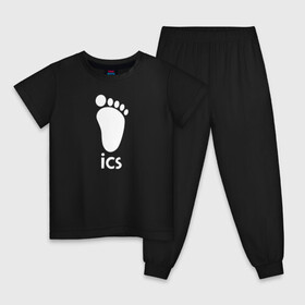 Детская пижама хлопок с принтом iCS Foot Logo Haikyu!! в Кировске, 100% хлопок |  брюки и футболка прямого кроя, без карманов, на брюках мягкая резинка на поясе и по низу штанин
 | anime | haikyu | haikyuu | karasuno | manga | аниме | белый | волейбол | волейбольный клуб | икс | ицс | карасуно | корпорация | лого | логотип | манга | нога | организатор игр | след | старшая школа | ступня | хаику | хаикую