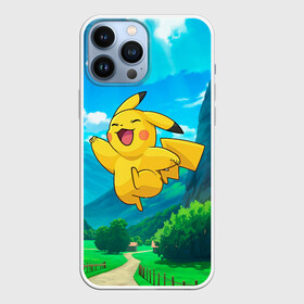 Чехол для iPhone 13 Pro Max с принтом Радостный Пикачу в прыжке в Кировске,  |  | anime | picachu | pikachu | аниме | милый | пика | пикачу | покебол | покемон