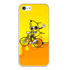 Чехол для iPhone 5/5S матовый с принтом Банан на велосипеде в Кировске, Силикон | Область печати: задняя сторона чехла, без боковых панелей | байк | банан | бананчик | велик | велосипед | живой банан | спорт
