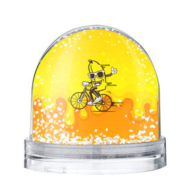 Игрушка Снежный шар с принтом Банан на велосипеде в Кировске, Пластик | Изображение внутри шара печатается на глянцевой фотобумаге с двух сторон | байк | банан | бананчик | велик | велосипед | живой банан | спорт