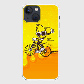 Чехол для iPhone 13 mini с принтом Банан на велосипеде в Кировске,  |  | байк | банан | бананчик | велик | велосипед | живой банан | спорт