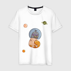 Мужская футболка хлопок с принтом Утконос и космос в Кировске, 100% хлопок | прямой крой, круглый вырез горловины, длина до линии бедер, слегка спущенное плечо. | звёзды | космос | любовь | планеты | утконос