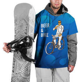 Накидка на куртку 3D с принтом Велосипед и пиво в Кировске, 100% полиэстер |  | без рук | вело | велосипед | велосипедист | колеса | руль | спорт