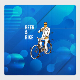 Магнитный плакат 3Х3 с принтом Велосипед и пиво в Кировске, Полимерный материал с магнитным слоем | 9 деталей размером 9*9 см | без рук | вело | велосипед | велосипедист | колеса | руль | спорт