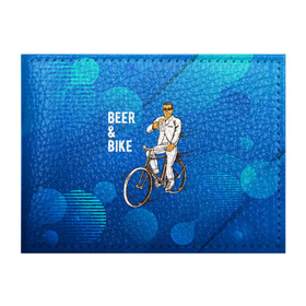 Обложка для студенческого билета с принтом Велосипед и пиво в Кировске, натуральная кожа | Размер: 11*8 см; Печать на всей внешней стороне | Тематика изображения на принте: без рук | вело | велосипед | велосипедист | колеса | руль | спорт