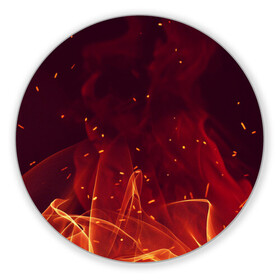 Коврик для мышки круглый с принтом ПЛАМЯ 3D в Кировске, резина и полиэстер | круглая форма, изображение наносится на всю лицевую часть | жар | иллюстрация | искры | костёр | огонь | пламя | пожар | текстура | уголь