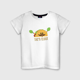 Детская футболка хлопок с принтом Время тако в Кировске, 100% хлопок | круглый вырез горловины, полуприлегающий силуэт, длина до линии бедер | Тематика изображения на принте: иллюстрация | оливки | стикер | сэндвич | тако