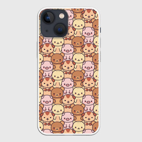 Чехол для iPhone 13 mini с принтом Animals в Кировске,  |  | animals | background | bears | cats | dogs | pattern | pig | seals | животные | котики | коты | медведи | мишки | паттерн | поросенок | свинка | свинья | собаки | собачки | фон