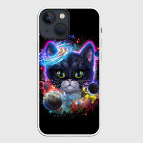 Чехол для iPhone 13 mini с принтом Космический котик и планеты в Кировске,  |  | cat | cosmos | вселенная | звезды | кис | киса | космос | кот | котик | котики | кошечка | кошка | мем | планета | планеты | с котом