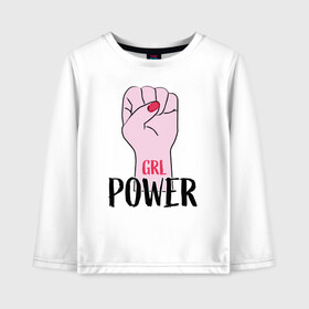 Детский лонгслив хлопок с принтом Girl Power в Кировске, 100% хлопок | круглый вырез горловины, полуприлегающий силуэт, длина до линии бедер | girl | power | арт | иллюстрация | сила | феменизм