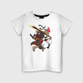 Детская футболка хлопок с принтом Honey badger samurai в Кировске, 100% хлопок | круглый вырез горловины, полуприлегающий силуэт, длина до линии бедер | барсук | зверь | иллюстрация | китай | медоед | самурай